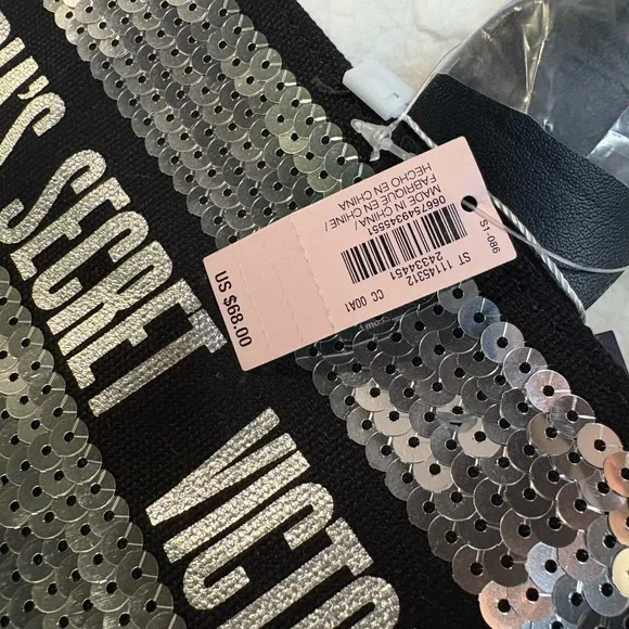 Victoria's Secret Black and Silver Striped Tote - Picture 2 of 6